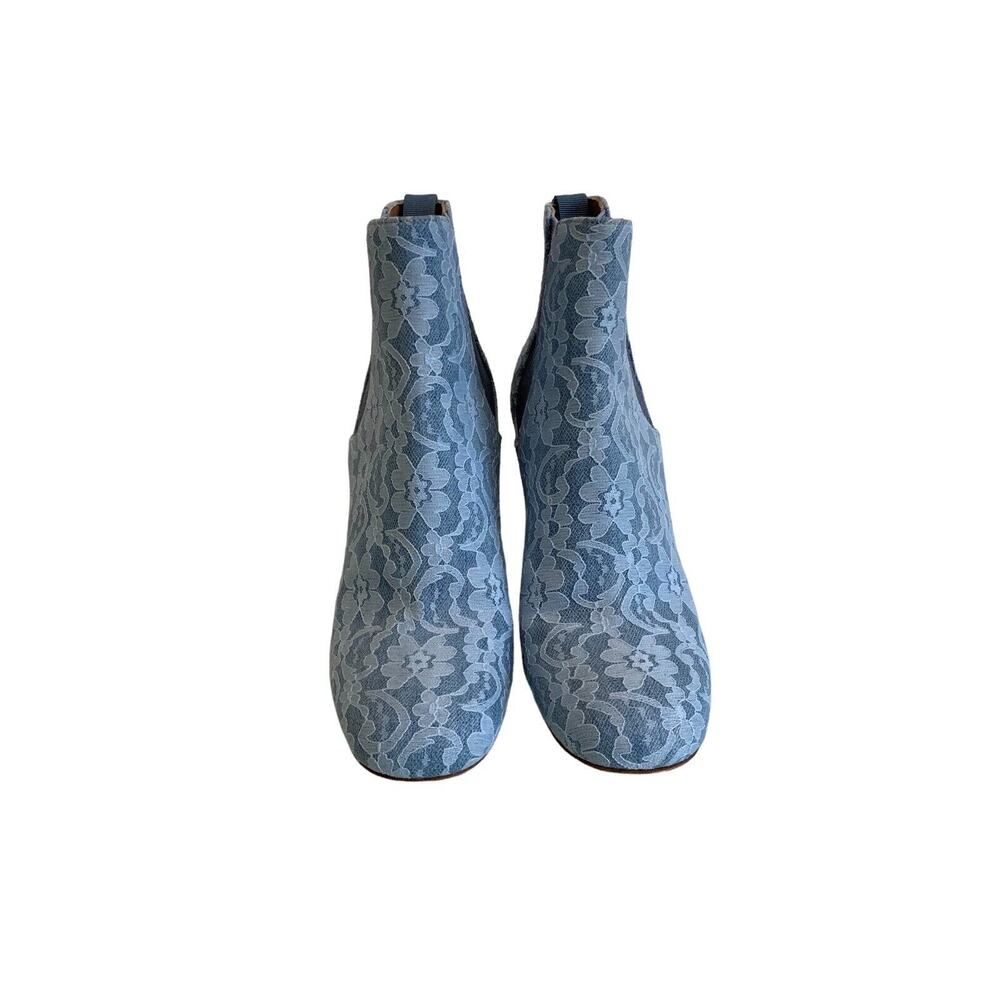 LAURENCE DACADE Blue Floral Lace Mila Heel Ankle Boots Booties Size 38.5 US 8.5 - Picture 2 of 9